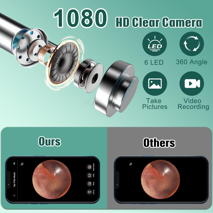 گوش پاک کن برند LMECHN مدل N30 PRO با دوربین 1080p (HD)، پاک کننده موم گوش