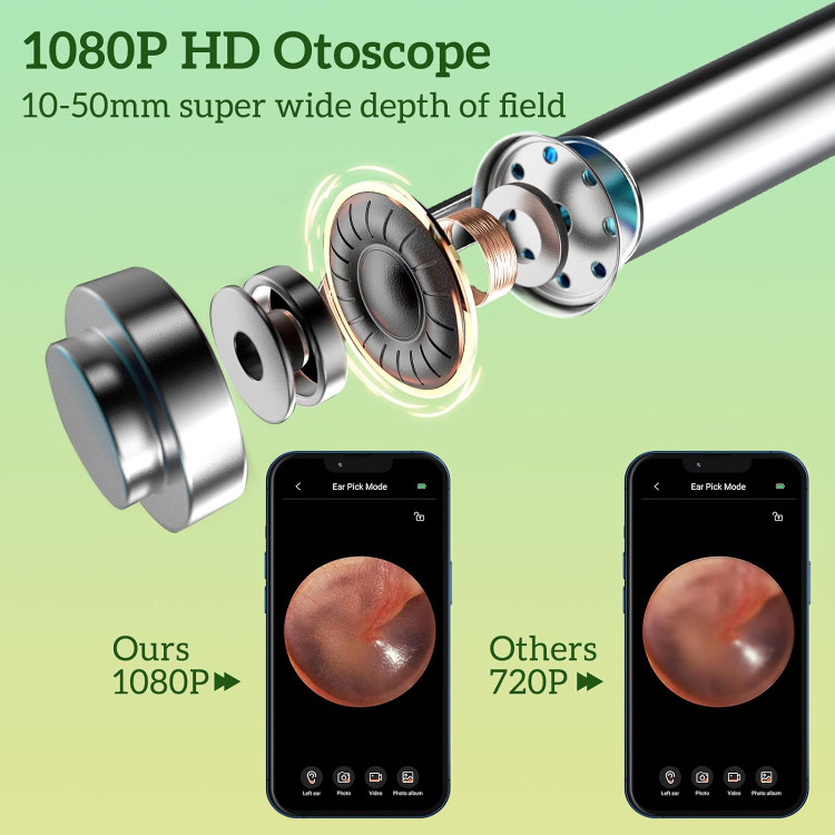 گوش پاک کن برند LMECHN مدل P30 با دوربین 1080p (FHD)، پاک کننده موم گوش (نصب و استفاده آسان)
