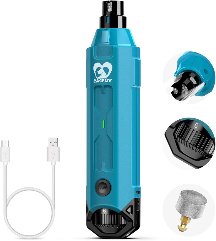 سوهان حرفه ای شارژی ناخن سگ برند Casfuy شش سرعته با چراغ LED با کیفیت و قدرتمند و کم صدا